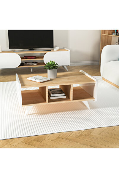 ARNETTİ Orta Sehpa Hendy Raflı Dekoratif Safirmeşe Beyaz