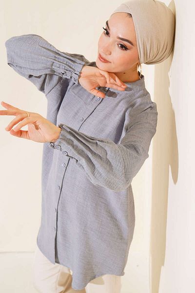 VOLT CLOTHİNG Geripptes, detailliertes Damen-Freizeithemd