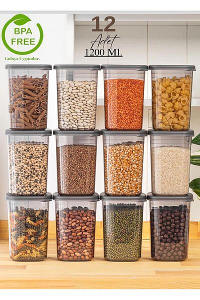 MAM PLASTİK 1200ML Food Storage Set - 12 Pieces with Label and Leak-Proof Lid