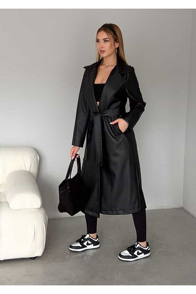 IŞILDA FASHION Dámské oblečení Trenčkot s páskem z umělé kůže