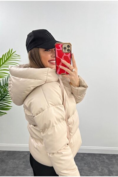 La Querta Kamenná kožená bunda Puffer