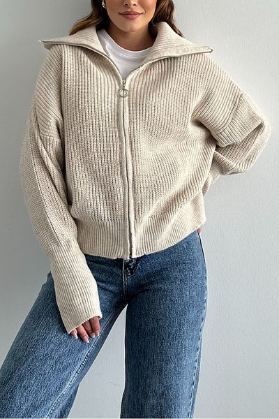 macharel jeans Трикотажна жилетка с каменна яка и цип