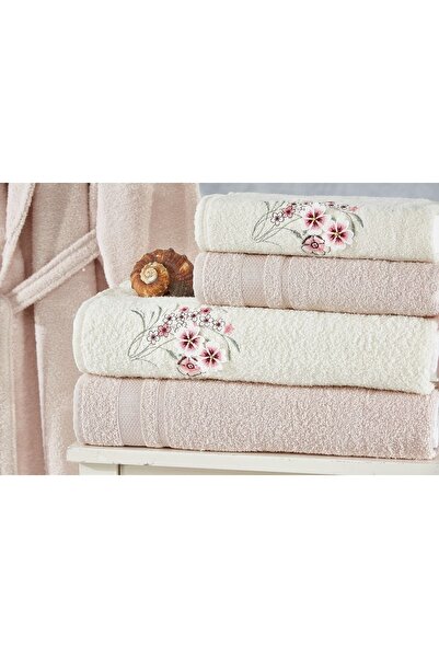 ELVİRAHOME 100% βαμβακερό 3d κέντημα 6 τεμαχίων οικογενειακό σετ μπουρνούζι, σετ μπουρνούζι, σετ προίκας