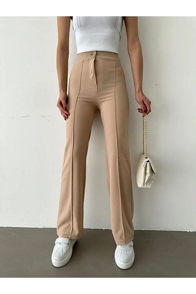 güneş butik Women's Crepe Fabric Lycra Front Grassy Spanish Leg Palazzo Trousers