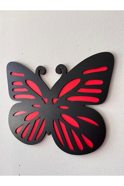 Numa Concept High Quality Red Black Butterfly Wall Decoration - Laser Cut 31x25 Cm