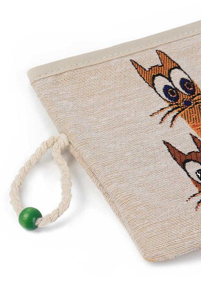 Bursa İpek Cat Patterned Tapestry Wallet