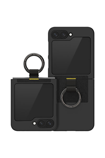 NATIONAL GEOGRAPHIC جراب رفيع بحزام حلقي V2 لهاتف Galaxy Z Flip 6 - أسود