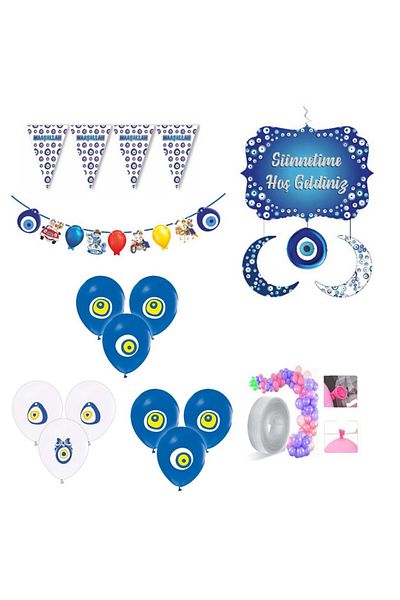 Hayaller Dükkanı Circumcision Decoration and Balloon Chain Set - Evil Eye Detail