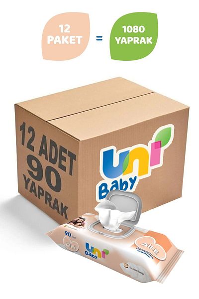 Uni Baby Family Wet Wipes 12 Pack 1080 Sheets