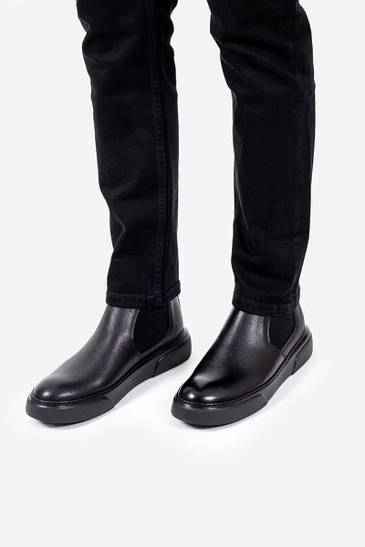 LUSIVE Genuine Leather Black Ultra Comfortable and Lightweight Chelsea Men's Boots Luass25Al0026