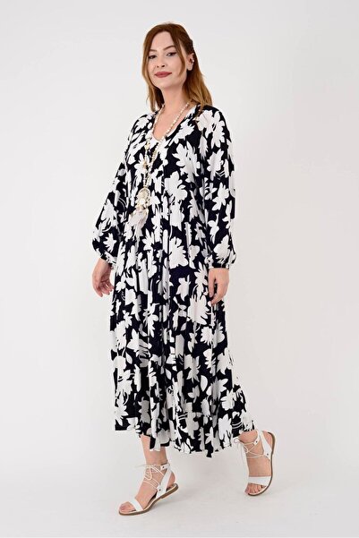 Hazinedan Αυθεντικό Γυναικείο Φόρεμα Τεσσέττουρ Με φλοράλ μοτίβο - Μανίκι με ...