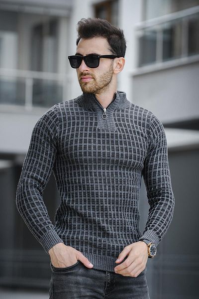 Oksit Ανδρικό κορμάκι - Seka 125, Slim Fit, Πουλόβερ με μισό φερμουάρ
