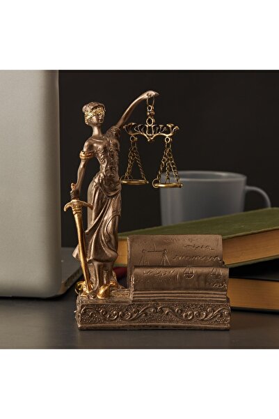St Morritz Avukat Ofisine Hediye Adalet Terazisi Heykeli Dekoratif Biblo 18,5 Cm