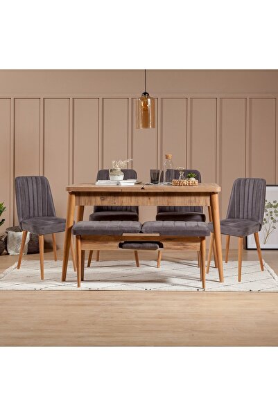 REYSA MOBİLYA Sembol Large Mutfak Masa Takımı Atlantik Soho Antrasit