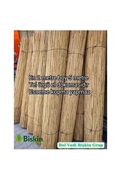 BİŞKİN 2m X 5m Bişkin Telli Doğal Bambu Kamış Çit,bahçe Çiti,balon Çiti,hasır Çit, Gölgelik