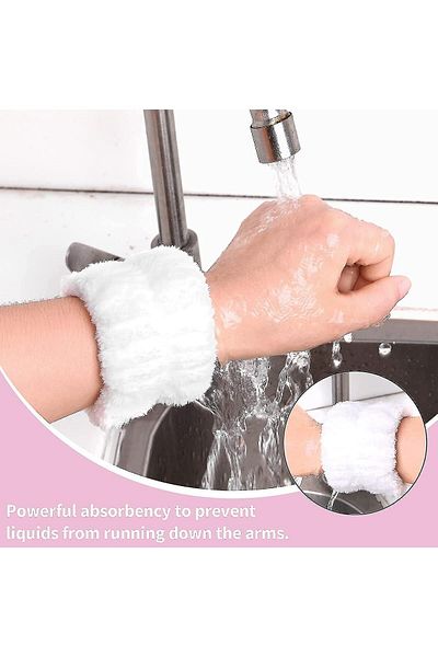 MEŞELİ TEKSTİL 2 White Super Soft Towels - Sports and Spa Bracelet 100% Cotton