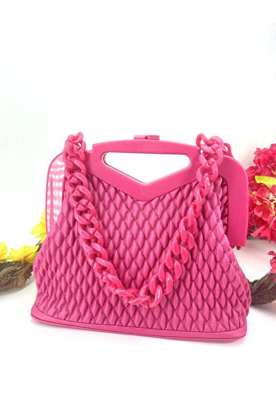 Seniorah Fuchsia Patterned Shoulder Chain Women's Bag