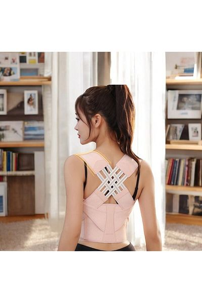 FDF STORE Medical Pink Upright Posture Athlete's Corset - Back and Waist Hump Prevention, Adjustable