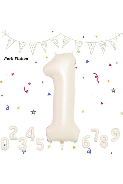 Parti Station 1 رقم احباط بالون كريم اللون رقم بالون العمر بالون 76 سم عدد بالون تحلق بالون الهيليوم