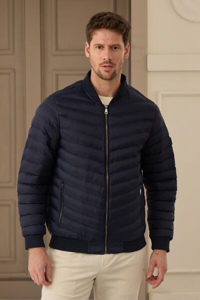 Danger Palton puf pentru bărbați bleumarin - guler colegiu