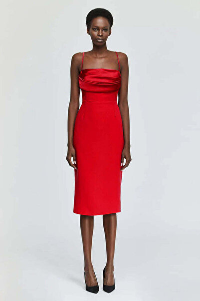 Bianco e Nero Julia KIRMIZI ELBİSE