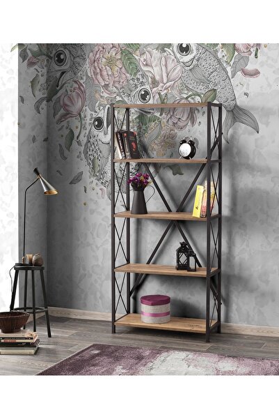 Evistro Dekoratif Büyük Duvar Rafı Kitaplık 5 Katlı Demonte