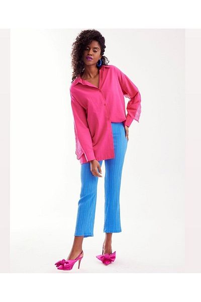 BEBE PLUS Cămașă oversize cu detalii Fuchsia Scallop de damă