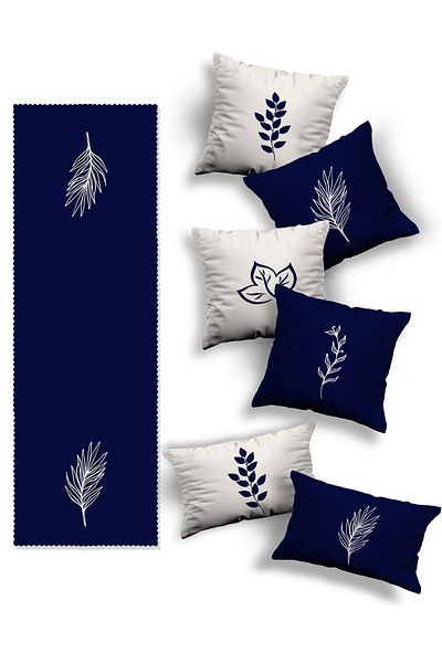 Skhome Double Sided Printed Special Design 4 Square and 2 Rectangular Throw Pillow Cover and Runner(4k2d1r-kom321-rn450)