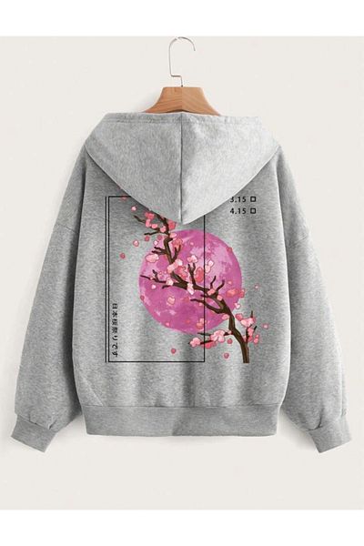modaberry Cardigan supradimensionat cu glugă Super Moon Grey - Cardigan gros, cu fermoar și buzunare