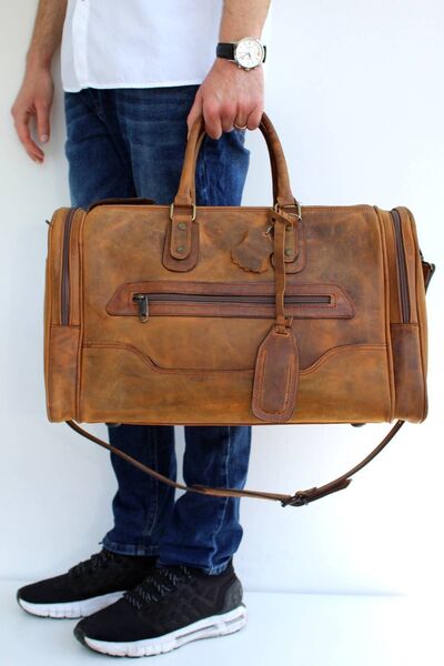 LYDOS BAG Unisex Felix Retro Hardal Hakiki Deri Valiz