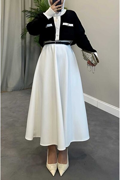 CNG MODA Fusta de damă evazată Hijab Puff Scuba