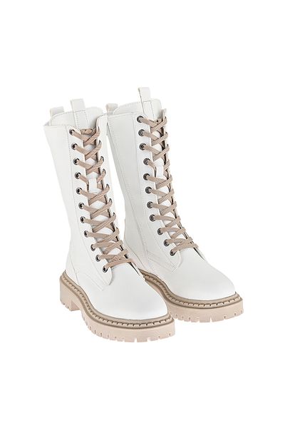 NOOSY Women's White Zippered Boots
