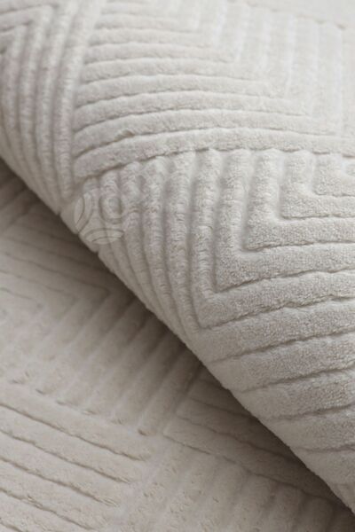 Dijidekor Avangard Halı Pramit Krem Salon Koridor Antre Mutfak Halısı Silinebilir Kaymaz Tabanlı