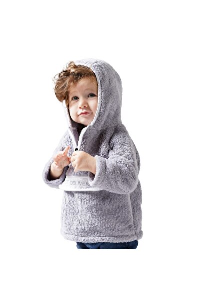 Cosy Club Shop سترة صوفية رمادية قابلة للتنفس - طفلة، نصف سحاب، دافئة وناعمة