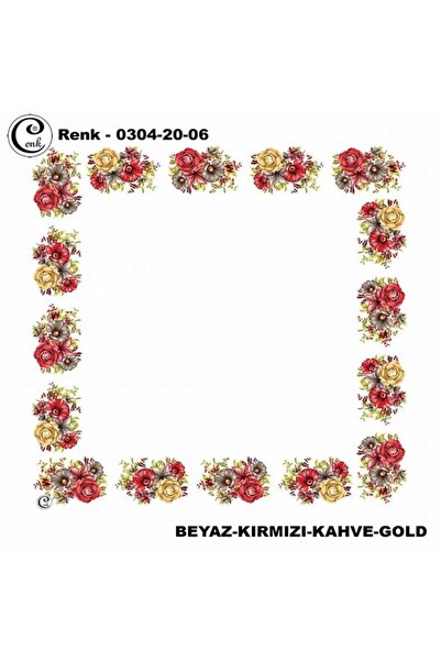 Cenk Beyaz-kırmızı çiçekli yazma