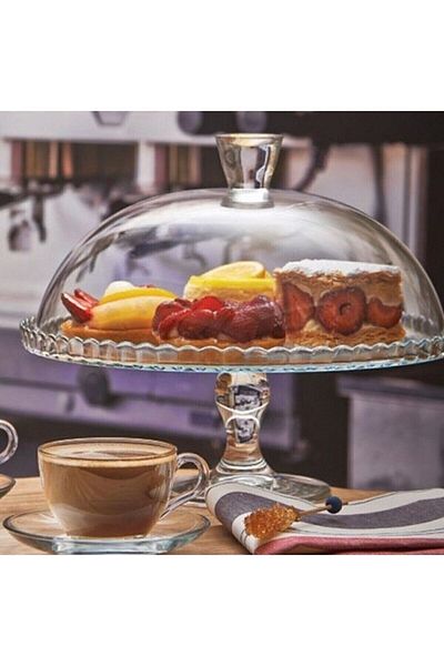 Paşabahçe Patisserie Plain Footed Cake Dish with Lid