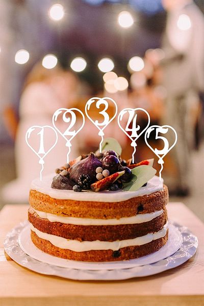 Numa Concept White MDF Cake - Laser Cut Numbers 1,2,3,4,5, 12x7 Cm