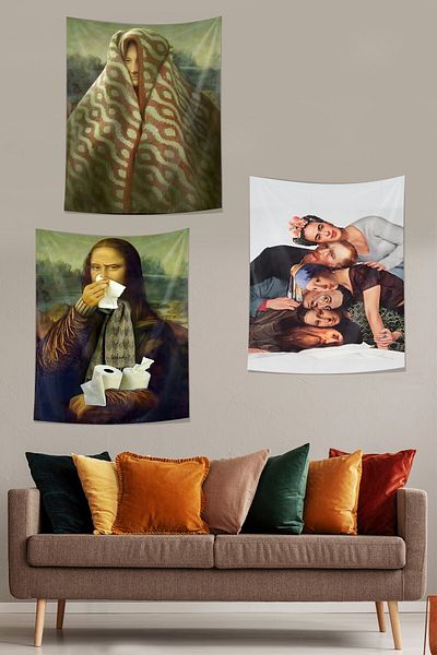 on the clouds Σχεδιασμένο από την Mona Lisa - Σετ ταπετσαρίας τοίχου με χιουμοριστική πόζα και λεπτομέρεια ζωγράφου, ανθεκτικό στους λεκέδες