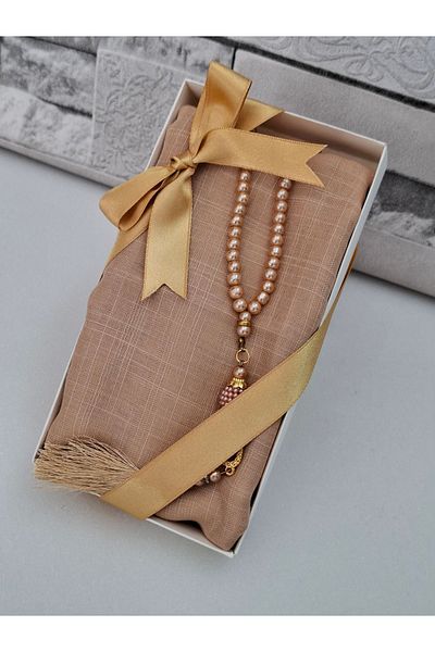 hira tasarım Gift for Mother Head Cover and Pearl Prayer Beads Set - Mevlit Circumcision Hajj Umrah Boxed