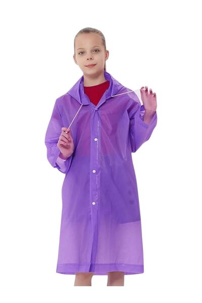Kezban Tekstil Children's Windproof Hooded Raincoat Eva Raincoat 7-12 Years Old