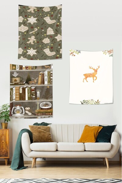 Pelangi كعكة عيد الميلاد وسجادة غزال غير قابلة للالتصاق - مجموعة مكونة من 3 أ...