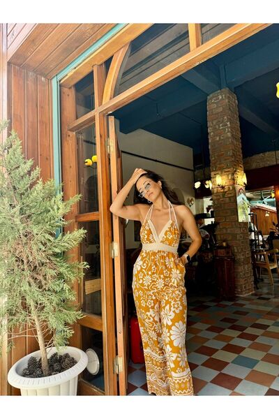 GIB BOUTİQUE ÇİÇEKLİ SIRT DETAYLI TULUM