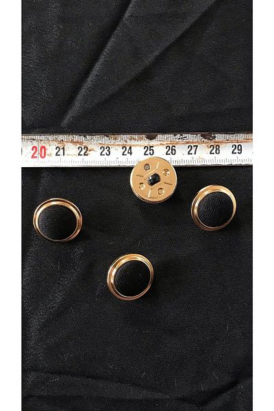 Ozpas Black Buttoned Cloth with Yellow Frame Pattern - 2 cm X 10 Pieces