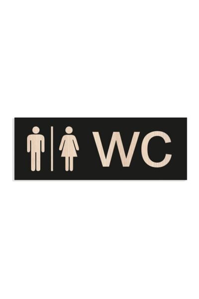 Genel Markalar Wc Yönlendirme Yazısı Siyah Ahşap 23x8 Cm