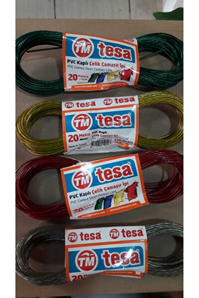 meloşa TESA PVC KAPLI ÇELİK ÇAMAŞIR İPİ 10 METRE 4 ADET
