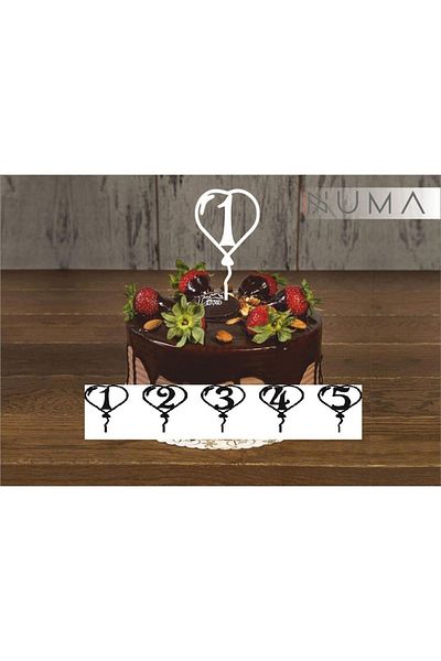 Numa Concept White MDF Cake - Laser Cut Numbers 1,2,3,4,5, 12x7 Cm