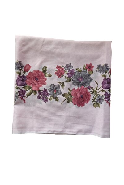 Pudra pembe 100x100 cm çiçekli Reyyan İpek yazma