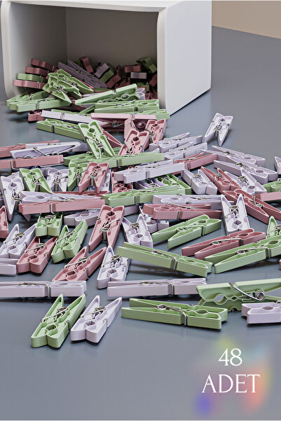 Çavdar Group 48 Adet Renkli Çamaşır Mandalı Plastik 48'li Klasik Çamaşır Mand...