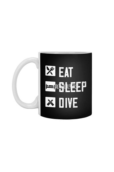 Fizello كوب أبيض من Diving - Eat Sleep Dive، هدية، مهر، عرض