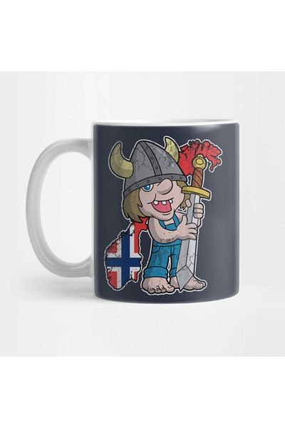 TatFast Norwegian Troll Norway Map Flag Mug, Gift, Dowry, Presentation Holder